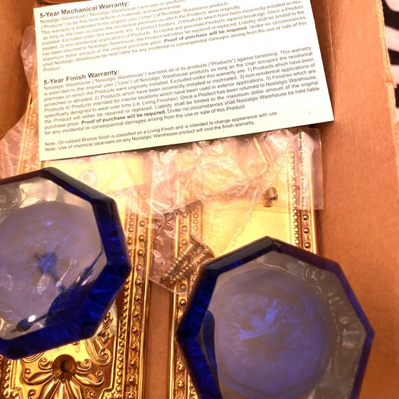 Nostalgic Warehouse Brass Cobalt Glass Door Knob Retails@$209--@239 BRAND NEW! - Picture 7 of 11